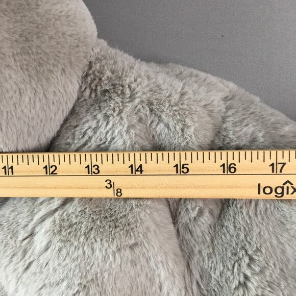 Abercrombie & Fitch Faux Fur Light Grey Women's Puffer Jacket Winter Coat Crop S - Picture 12 of 16